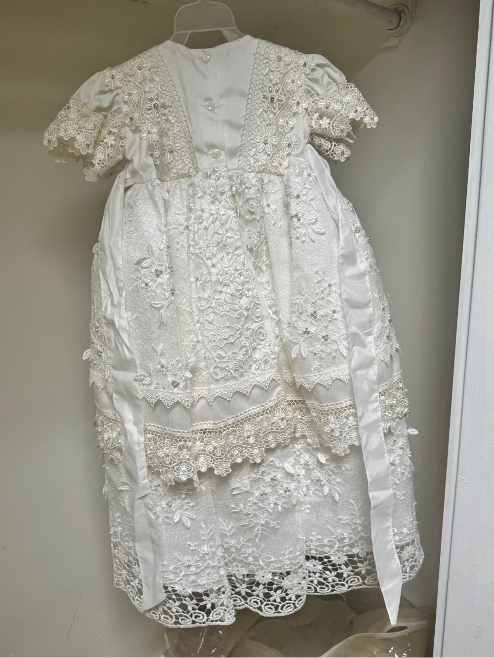 Ivory Lace Floral Christening Gown